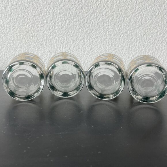 Vintage Culver Piza Double Shot Glasses // Set of 4 Gold & Green Textured Design - Picture 3 of 7